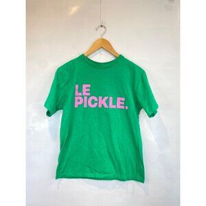 LE SURF Iconic T Shirt Le Pickle Kelly Green Pink Size XXS Short Sleeve Cotton